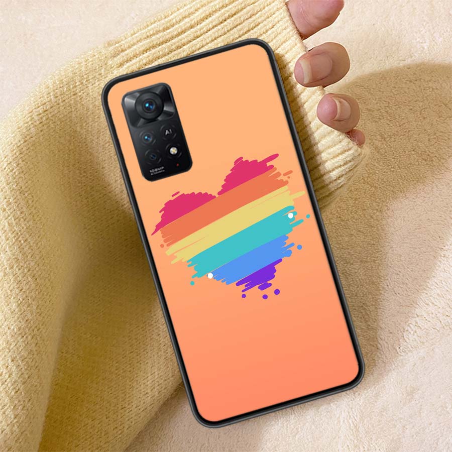 Rainbow Gradient Love Phone Case For Redmi Note 13 14 15 Pro Plus 12 13C 12C 15C 9 10 10C 9T 9C 9A TPU Soft Cover Clear Cell Cas