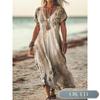 QICED Women's Fashion Summer Spring V-Neck Short Sleeve Casual Dresses Casual Chic