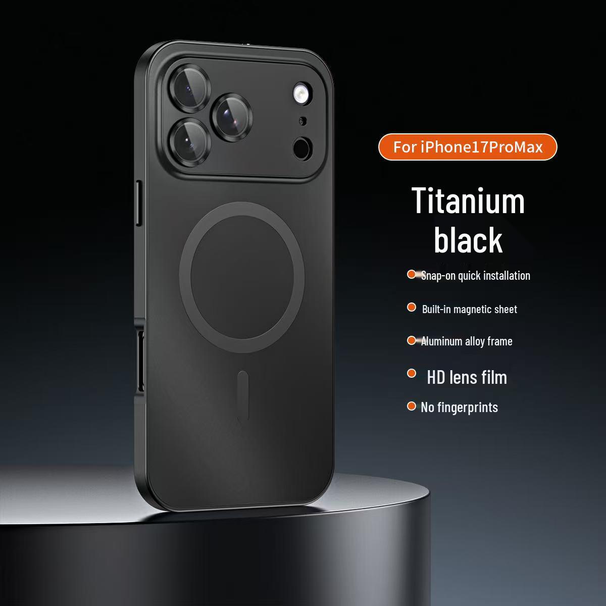 

Совместимый чехол для телефона для iPhone 17 Pro Max: Магнитная металлическая рамка с матовой акриловой задней панелью iPhone 17 Air