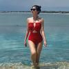 Retro Red 2025 Backless Hollow-Out Triangle One-Piece Swimsuit