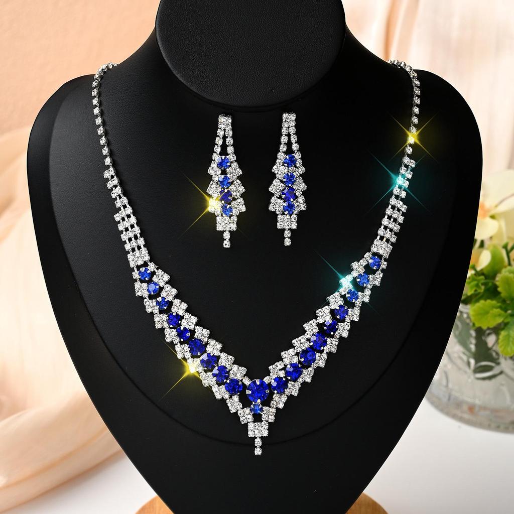 Funkelndes Strass- & Zirkon-Braut-Halsketten- und Ohrring-Set - Elegante Hochzeitsaccessoires