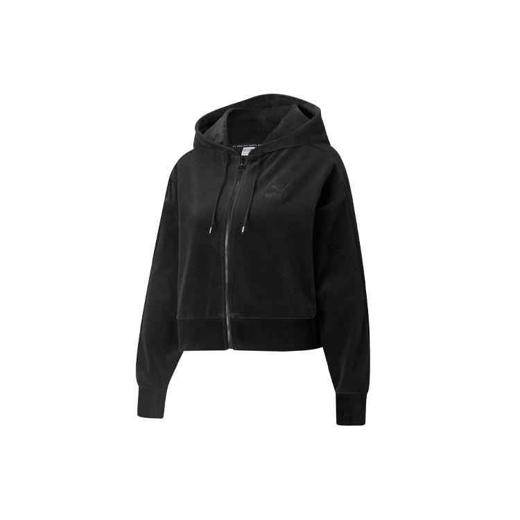 (WMNS) PUMA Casual Embroidered Zipper Short hooded Jacket Black Women s 532948-01 L