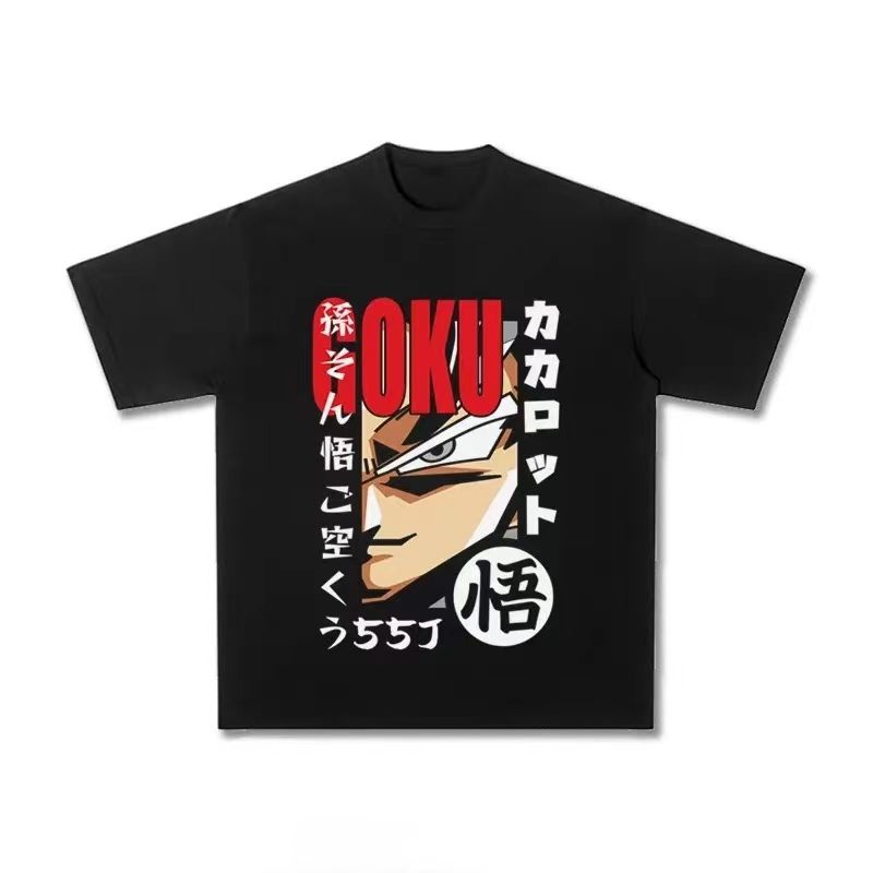 Pure Cotton Heavy Dragon Ball Wukong Animation Peripheral T-shirt Tide Summer Loose Top Men's and Women's Streetwear