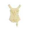 Kaslead New Women Clothes Western Style Fashion Simple and Versatile Laminated Decorative Lace Top