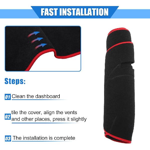 Car Dashboard Cover Compatible for Dodge for Ram 2010-2018, Protective Polyester Red Center Console Interior Trim Dash Cover Mat Pad