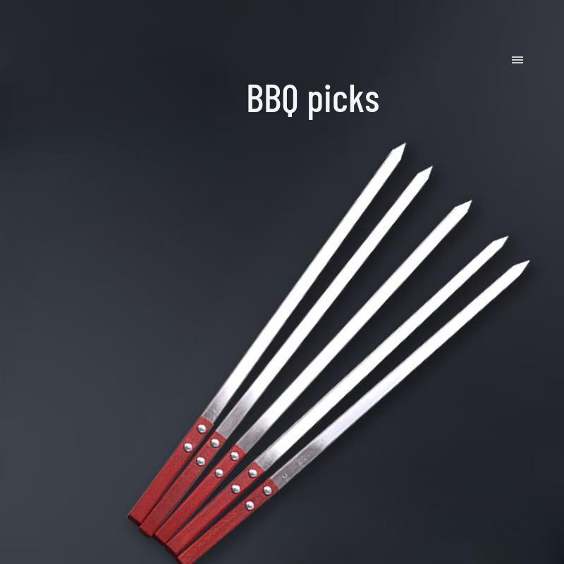 

ZISIZ Large Flat Stainless Steel BBQ Skewers with Wooden Handles