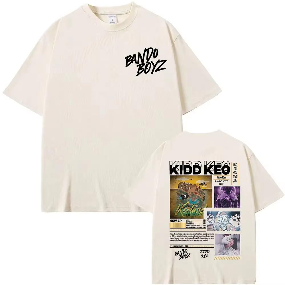 2026 Kidd Keo Rapper Bando Boyz World Tour Pattern TShirt Summer Fashion Classic ShortSleeved Mens and Womens TShirt