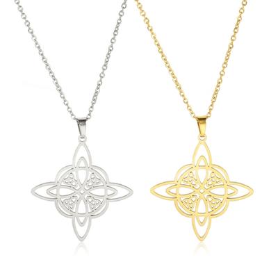 Witches Knot Necklace Celtic-Good Luck Jewelry Stainless Steel Wiccan Clavicle Chain Vintage Amulet Unisex Necklace Gift