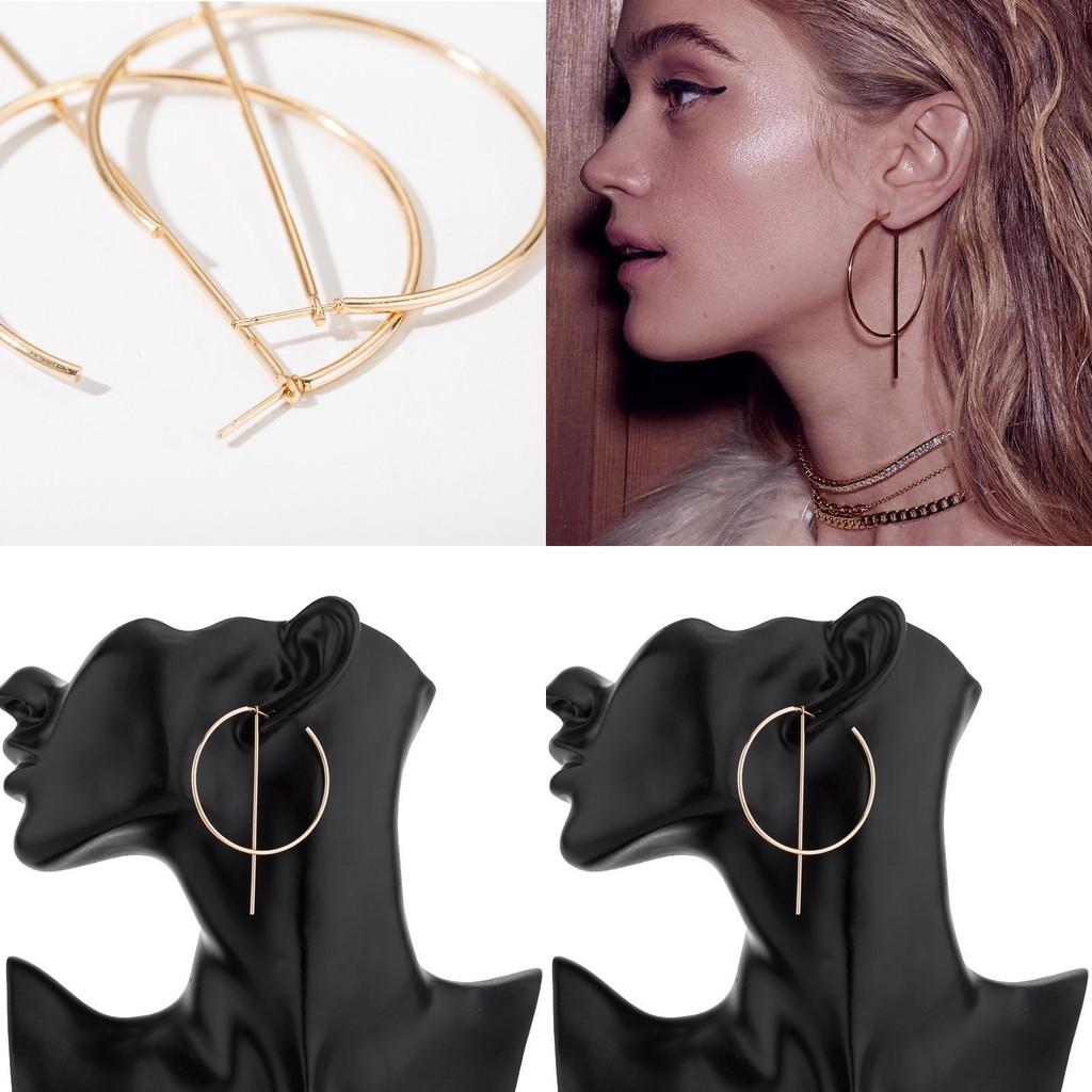 Trendy Gold Alloy Round Earrings Unique Modern Style For Casual And Formal Wear