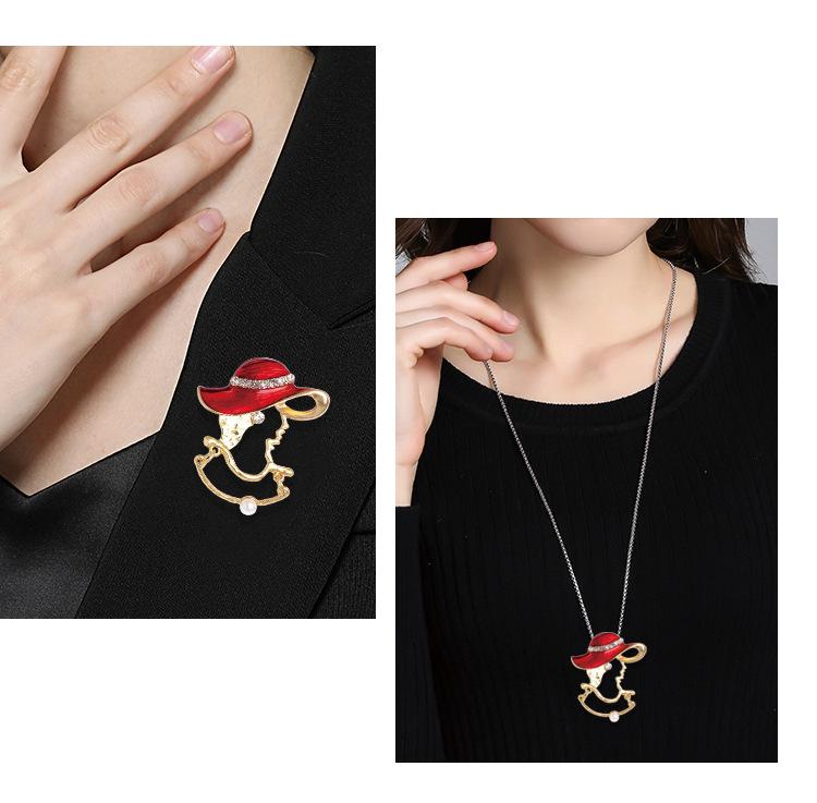 Vintage Spets Solhatt Brosch Trendig Röd Corsage Nål Accessoar