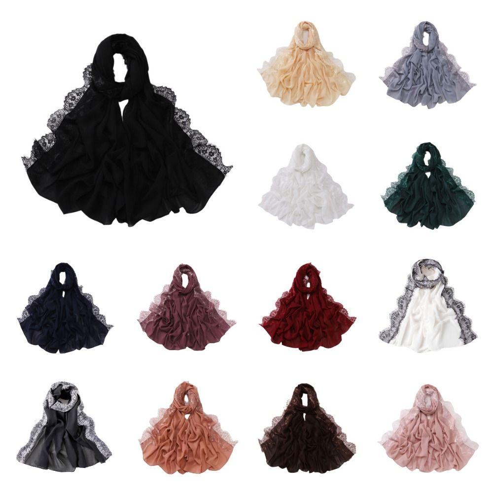 Solid Color Muslim Chiffon Jersey Hijab Soft Scarf Shawls Versatile Women Headscarf  Muslim