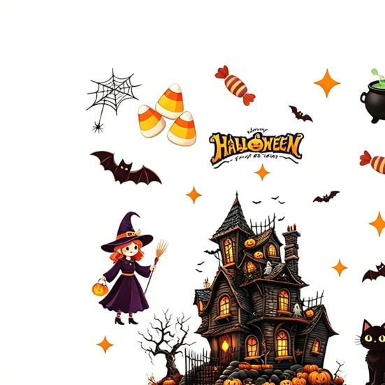 Static Glass Sticker, Halloween Window Clings, Reusable Electrostatic Decals, Haunted House Stickers for Glass Doors Windows, for Halloween Party