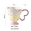 Hand-Painted Relief Goblet Household Ceramic Cup Drinking Cup Coffee Cup Cute Milk Oat Cup