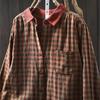 Johnature Vintage Plaid Shirts for Women Long Sleeve Spring Blouses with Turn Down Collar and Button Pockets