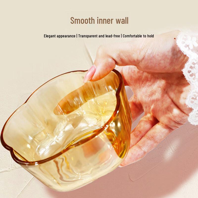 Amber Petal Glass Salad Bowl