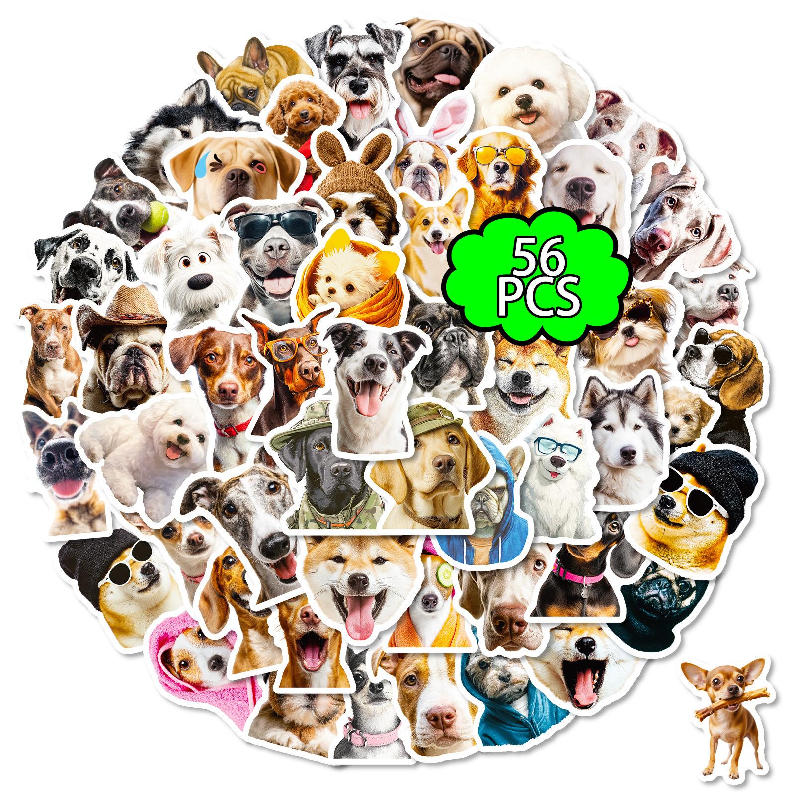 

56 Cute Realistic Puppy Emoji Graffiti Stickers Creative Funny Water Cup Luggage Stickers