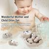 4Pcs Set Otter Baby Bath Toys 1 Mother Otter and 3 Baby Otters Water Toy PVC Kid Bathtub Toys Baby Bathroom Games Gift
