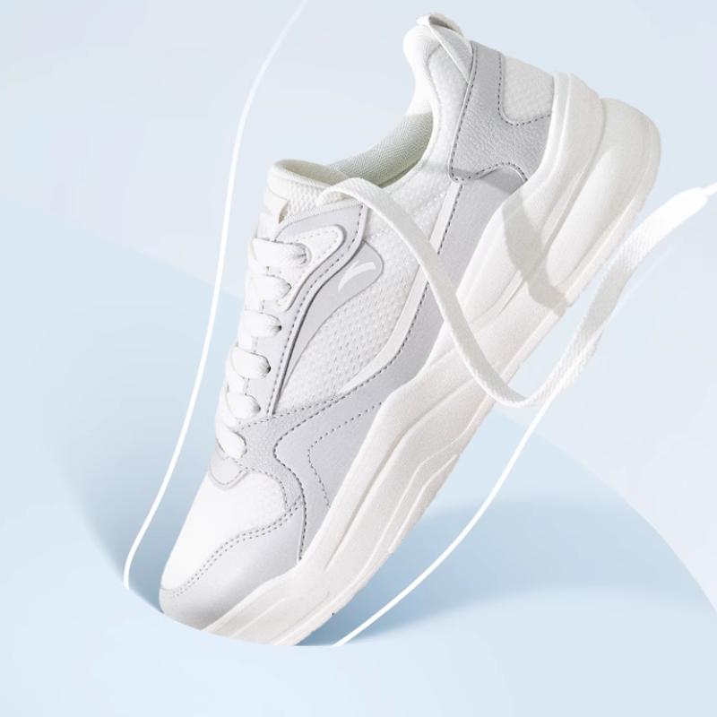Anta Gel Elastic Comfortable Versatile Wear-Resistant Height-Increasing Low-Top Sneakers Men Sneakers White Gray 912528003-1