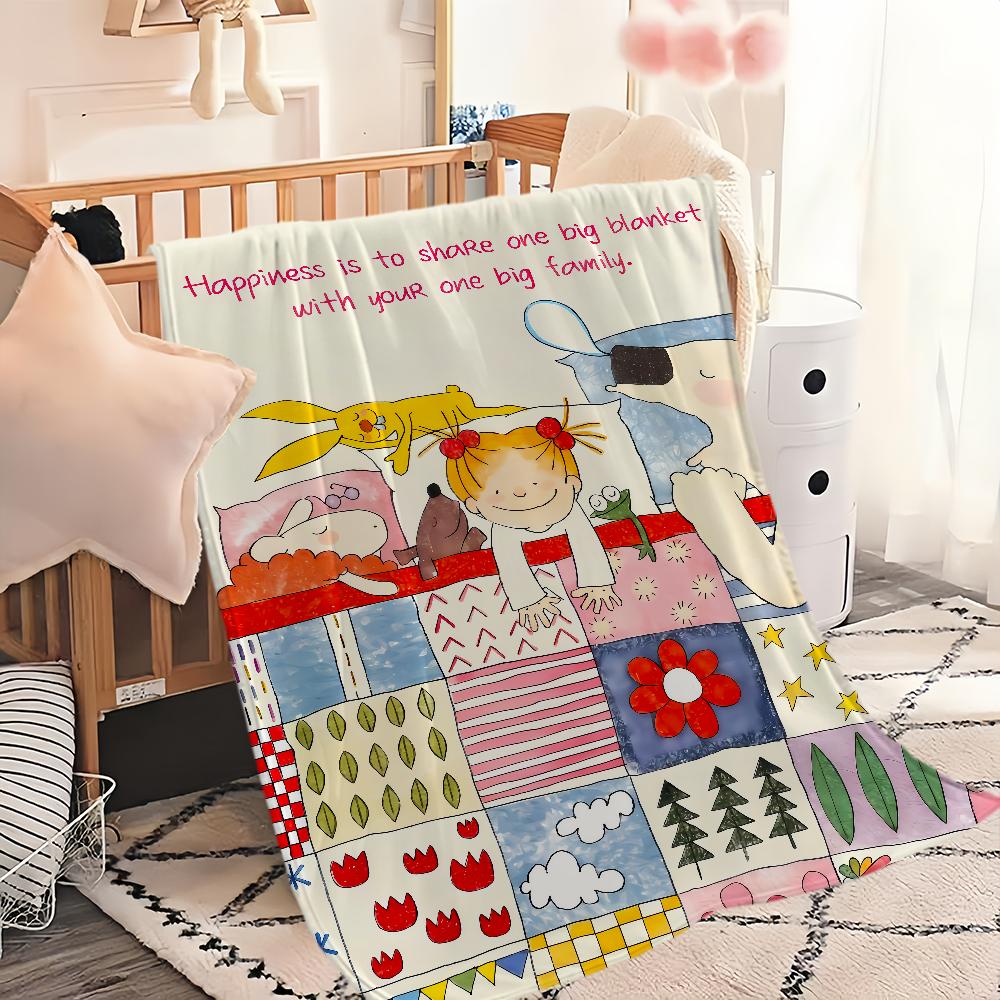 Cute Cartoon Funny Girl Art C-coco Chan Flannel Warm Comfort Soft Plush Blanket for Sofa Living Room Office Bedroom Travel Gift