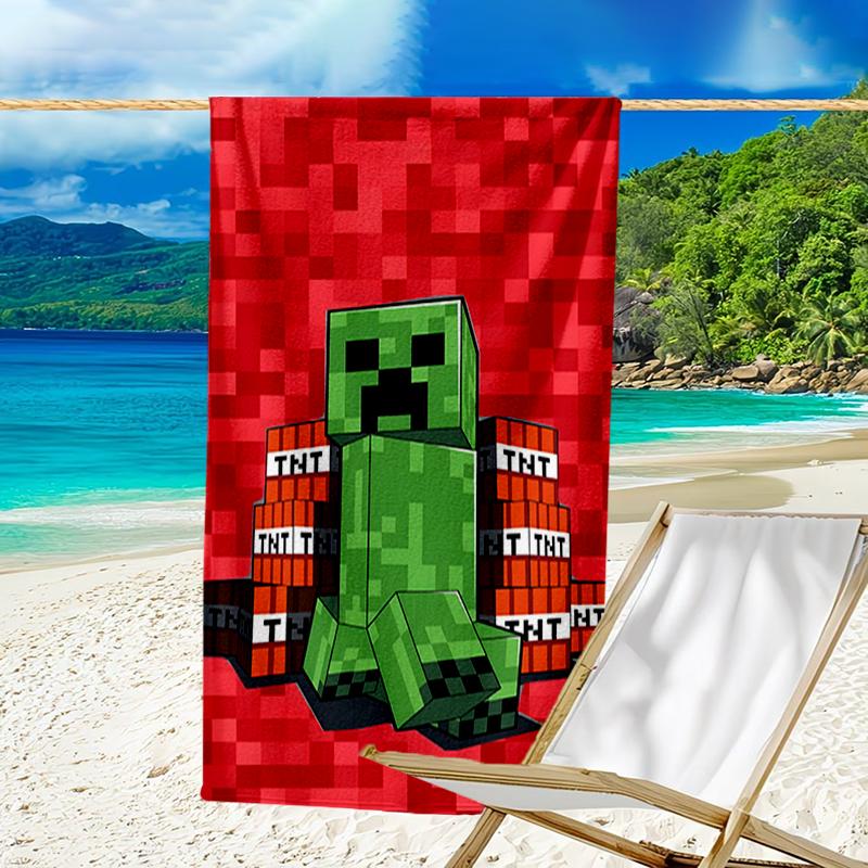 Mine-craft game Beach Towel - Soft, Absorbent Microfiber, Lightweight, Ideal for The Beach, Parties, Travel, Camping fan gifts