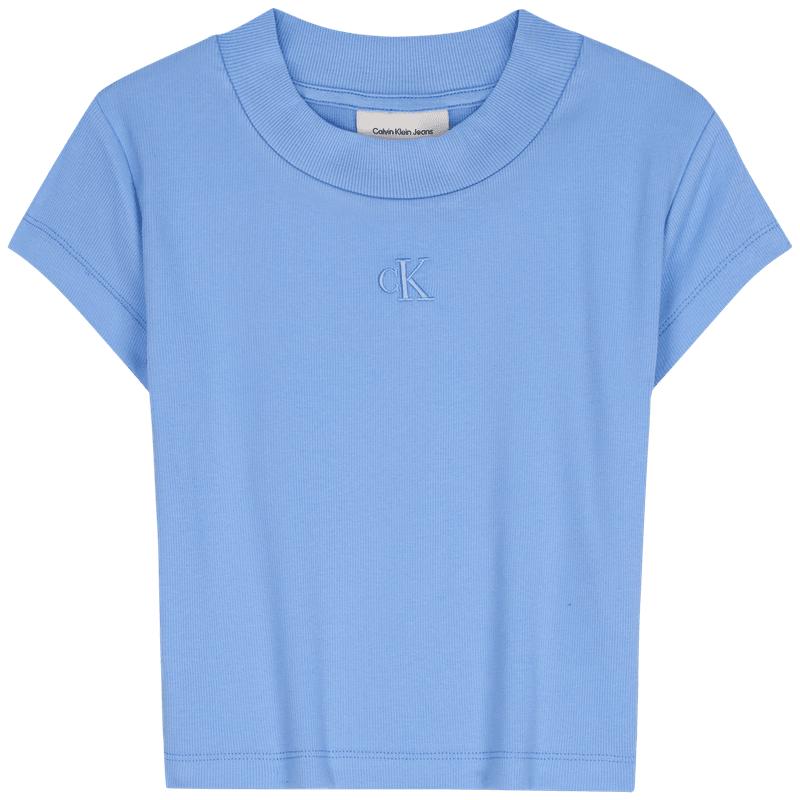 Женская короткорукавная футболка Calvin Klein Jeans в рубчик с вышивкой XS