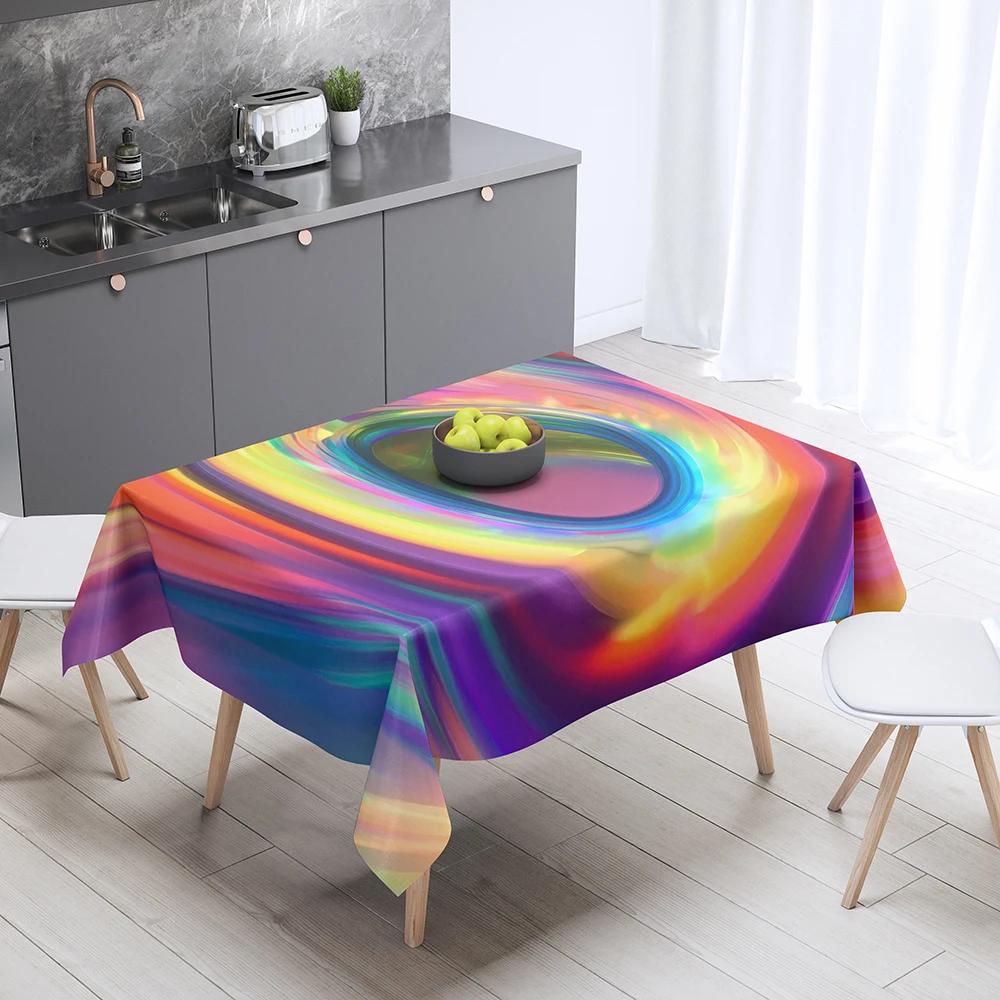Tovaglia Fantasia Arcobaleno Decorazione Casa Tavolo Rettangolare Festa Resistente alle Macchie Copertura Antipolvere