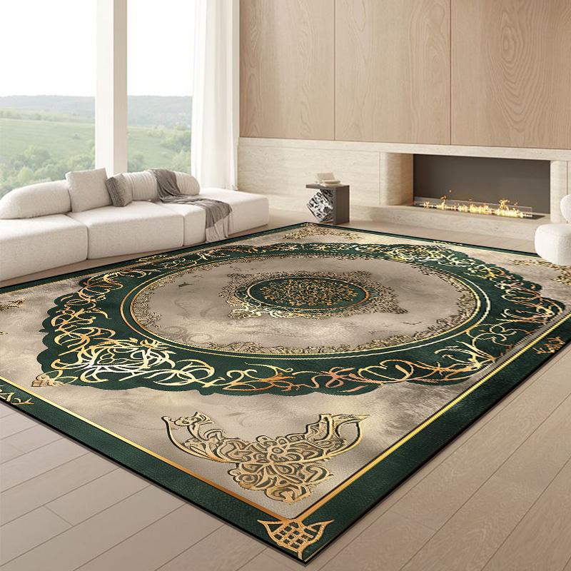 Nordic Luxurious Golden Large Living Room Carpet Home Decoration Villa Parlor Rug Custom Hotel Lobby Carpet Non-slip Floor Mats