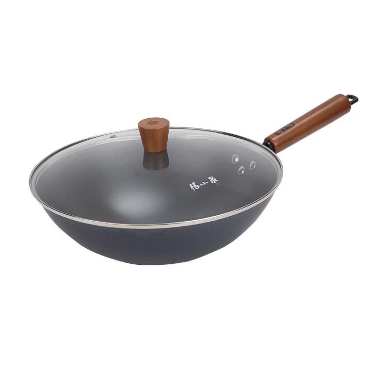 Zhang Xiaoquan Yanhua 32cm Fine Iron Round Bottom Wok with Lid