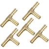 8mm Hose Barb Brass 3 Way Tee Connector Adaptor for Air Water Gas Oil Pipe 5pcs Auto Replacement Parts