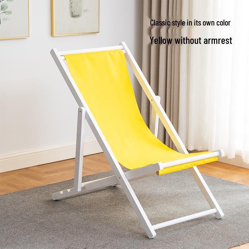 Solid Wood Outdoor Folding Recliner Beach Chair with Canvas for Adults