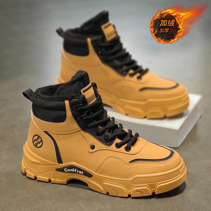 Winter velvet Martin boots men's high-top tooling shoes men's thickened warm cotton shoes trendy shoes