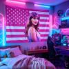 American Flag Female Singer Print Tapestry, Retro Neon Aesthetic Wall Art for Gaming Room Dorm Bedroom Home Decor