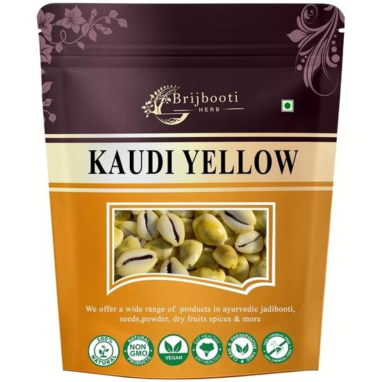 

BrijBooti Natural Pili Kaudi - Yellow Kaudi - Yellow Kawri - Kodi - Peeli Cowrie - Laxmi and Diwali Puja Article (21 Pieces) 44GM