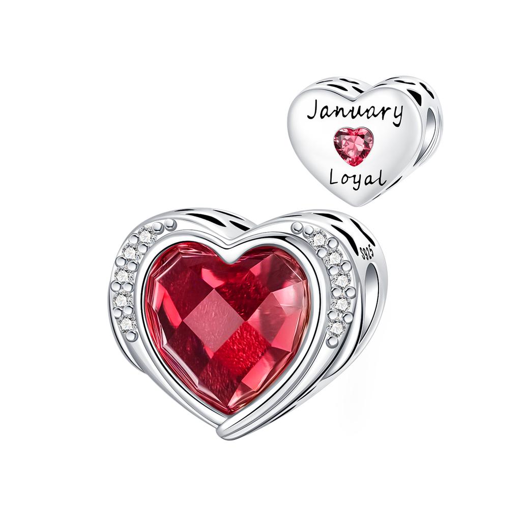 925 Sterling Copper January-December Birthday Stone Love Zircon Pendant Bead Fit Charms Necklace Bracelet Women Zircon DIY Gift