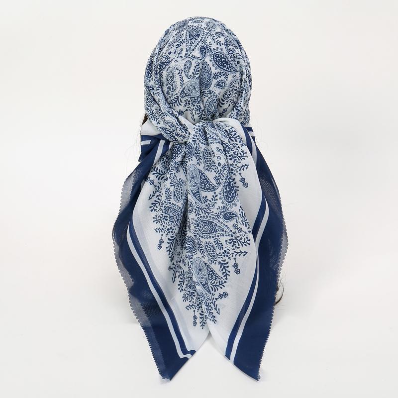 Dámský čtvercový 110cm bavlněný šátek Bohemia muslimský hidžáb šátky a zavinovačky Žena Foulard Nová návrhářka Paisley Bandana Pashmina