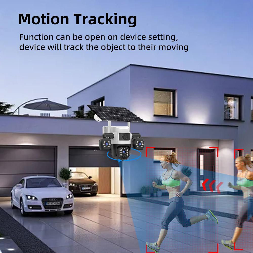 V380 Pro WiFi Solar Kamera Außen Dreifachlinse PIR Personenerkennung Nachtsicht PTZ Kabellose IP-Kameras CCTV Sicherheitschutz