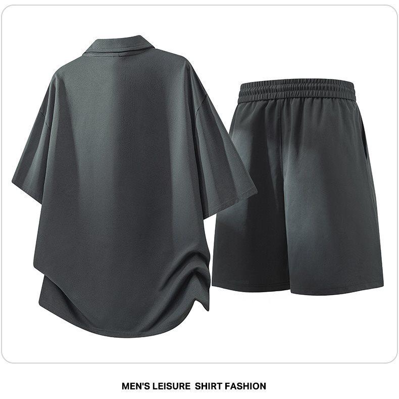 Men's Plus Size Moisture-Wicking Polo Shirt & Sports Shorts Set