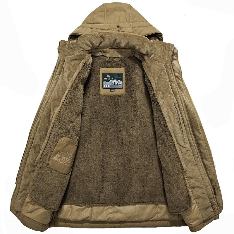 Men's Padded Jacket Medium and Long Plus Size Winter Velvet Thickened Middle-aged and Elderly Padded Jacket