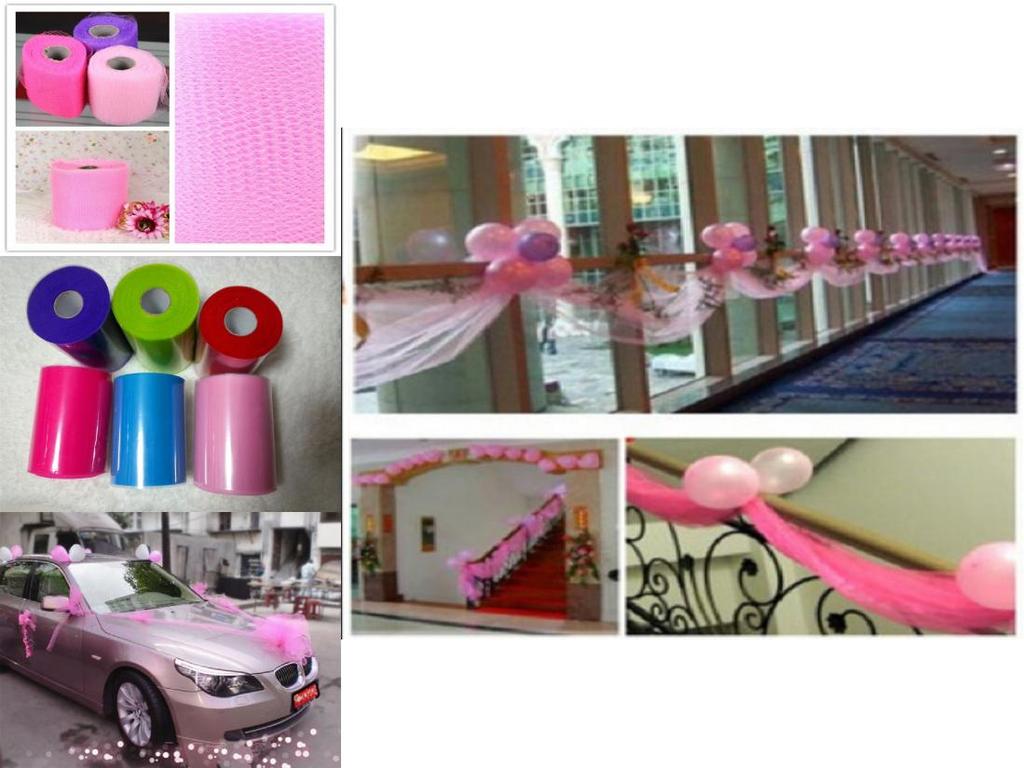Bridal Vehicle Mesh Fabric With Wedding Flower Wraps For Elegant Car Styling