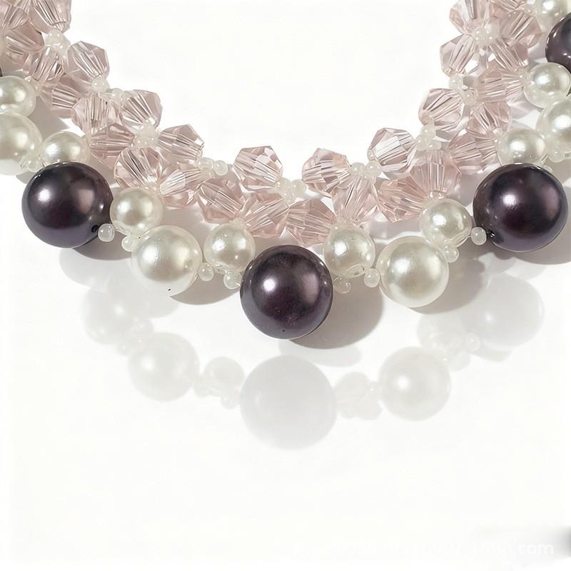 Sweet Cat Dog Necklace With Imitation Pearl Beads Adjustable Pet Collar Charm Girls Princess Style