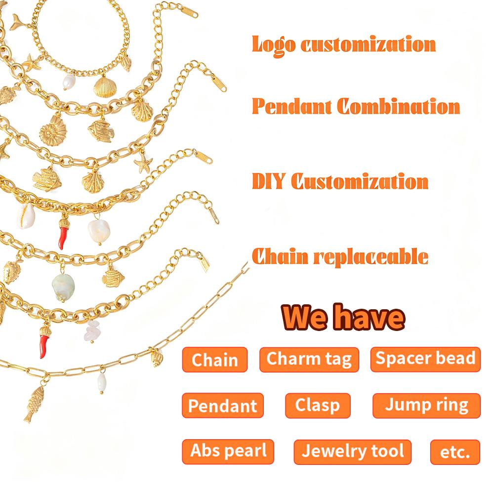 JIAYE Custom Multi-size Stainless Steel Heart Chain Roll Non Tarnish Finding for Women Waist Bracelet Necklace Jewelry Making