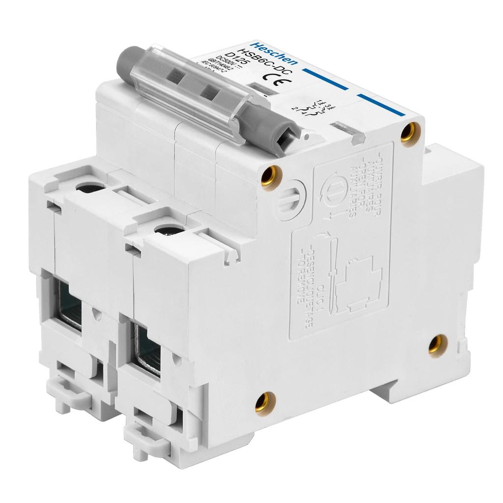 Heschen DC Miniature Circuit Breaker, HSB6C-DC, 2-Pole, DC500V 125A, for Solar Panel Controllers, 35mm DIN Rail Mounting, for PV Systems and Solar