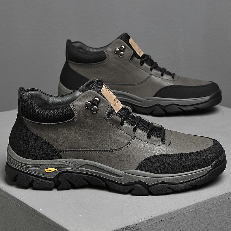 Fashion Luxury Brand Genuine Leather Mens Ankle Boots High Quality Outdoor Sneakers Fashion Treking Footwear Non-Slip Man Hiking Shoes