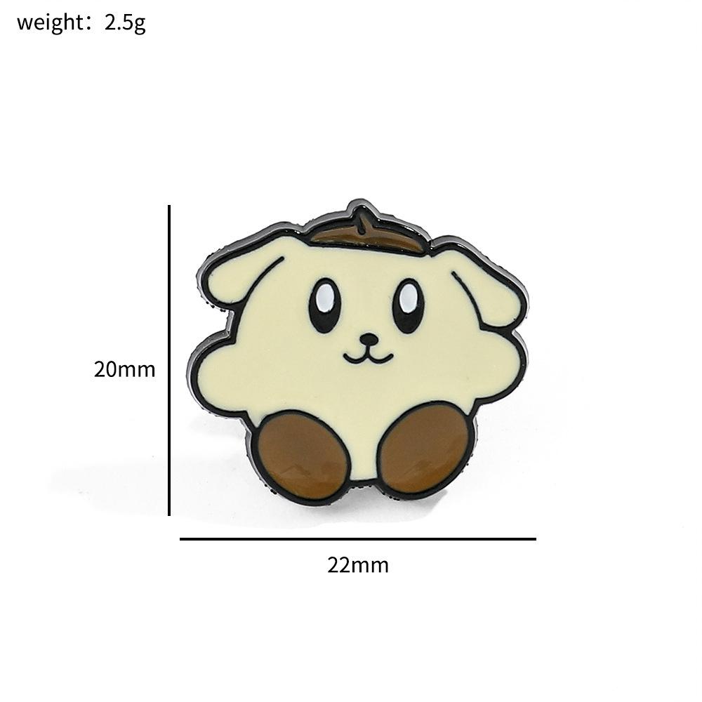 Cartoon Cute Sanrio Brooch Round Kullo Mi Melody Big Eyed Frog Jade Cinnamon Dog Alloy Bag