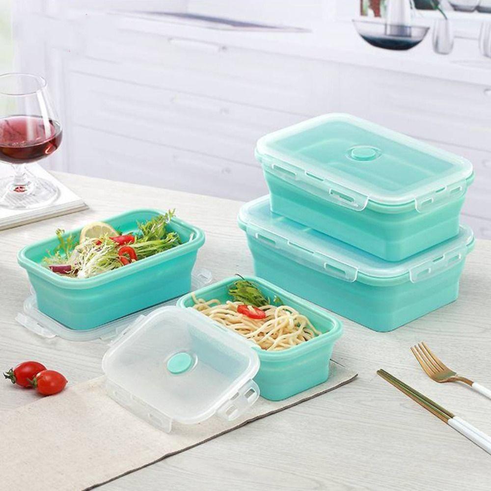 Microwavable Lunch Box with Lid Food Storage Box Collapsible Silicone Food Container  Refrigerator