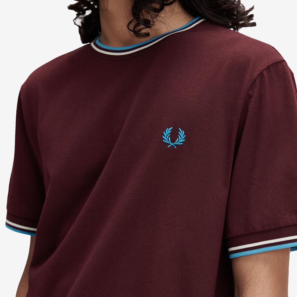 Fred Perry [Baseline] Twin Tip T-Shirt - Oxblood/Ecru/Court Blue Afpm2531588-Z63