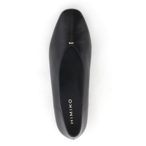 HIMIKO Metal Point Flat Pumps, Genuine Leather with Soft Cushioning, Black, Size 240 (Product Code: 651326)