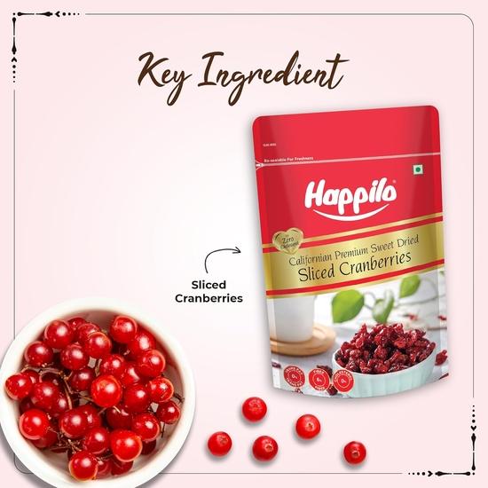 Happilo Premium Californian Dried and Sweet Sliced Cranberries, 200 G
