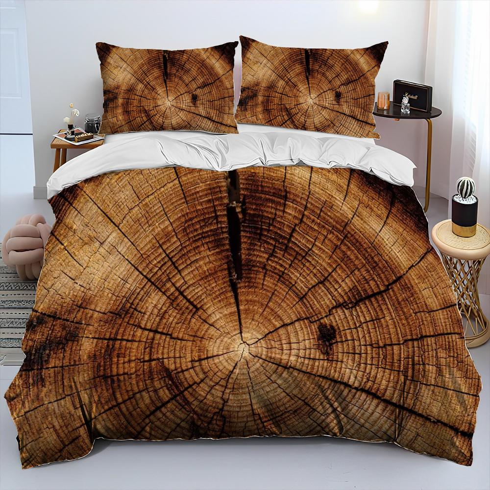 3D Wood Grain Comforter Bedding Set,Duvet Cover Bed Set Quilt Cover Pillowcase,King Queen Size Bedding Set for Adult Child Gift