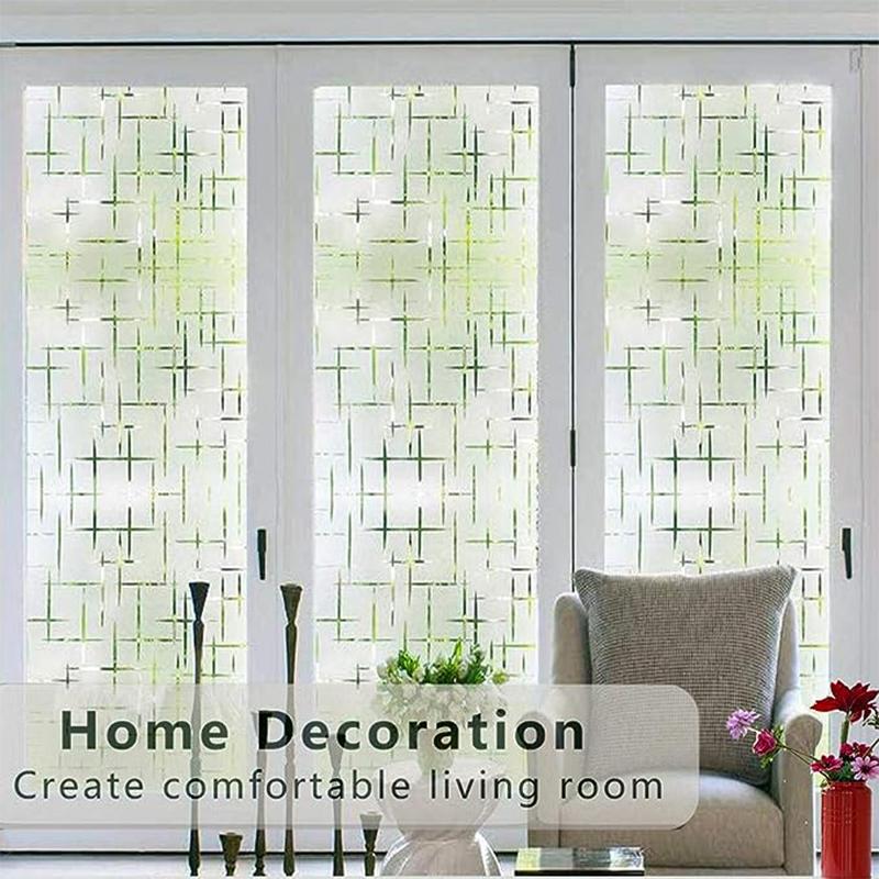 Frosted Window Film Non-Adhesive Frosting Privacy Film Glass Windows Self Static-Cling Decorative Window Cling for Home Office
